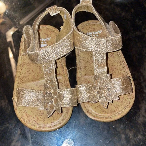 Carter's Shoes Gold Carters Sandals With Gold Flower Size
